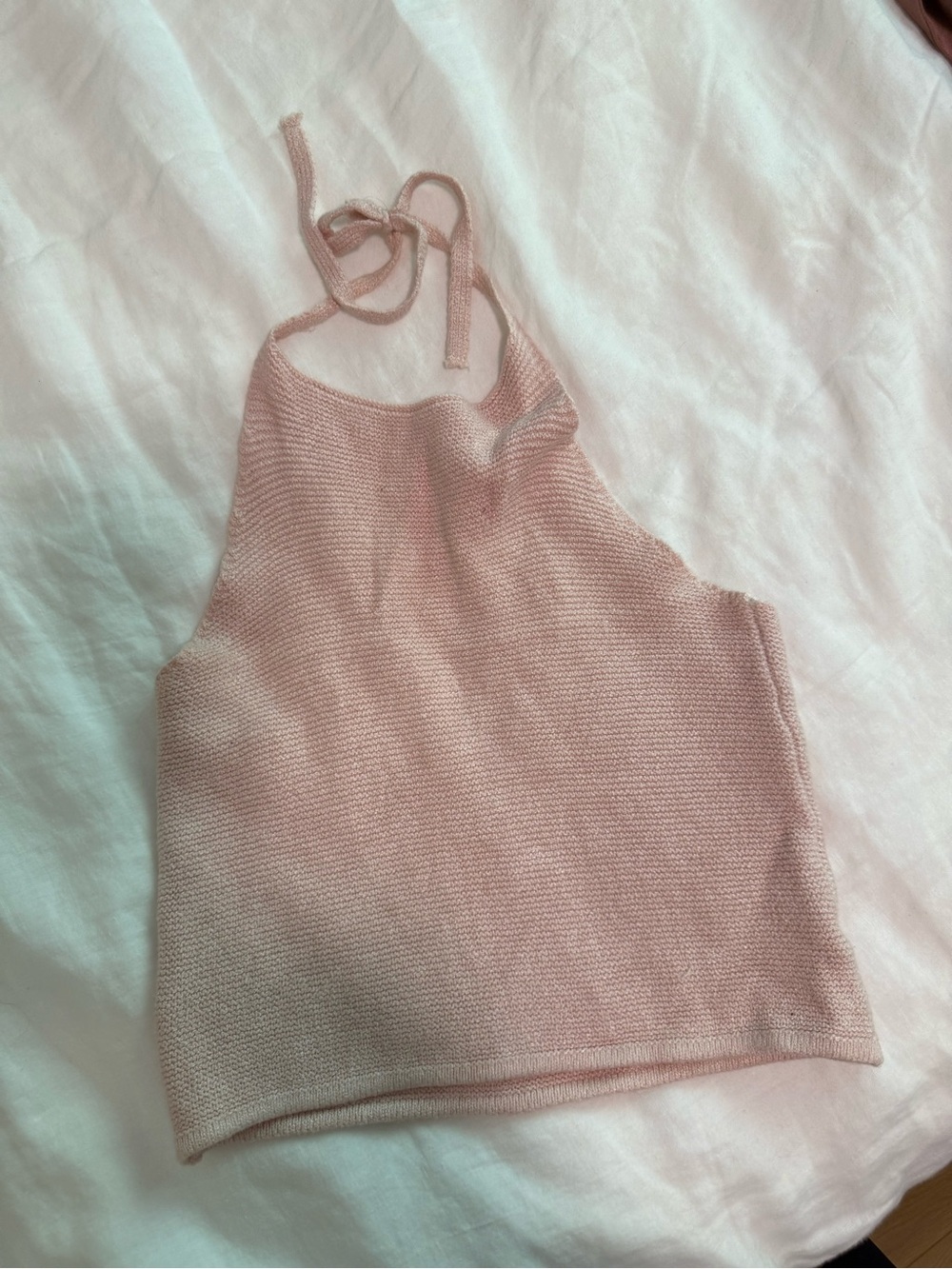 Brandy Melville Blush Pink Knit Halter Top